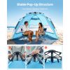multi-purpose Sun Shelter for 4 Person, UPF 50+ Protection, Portable Pop Up Beach, Camping, Sun Shade Canopy Tent with Carrying Bag and Sand Pockets