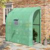 Green 7' x 3' x 7' Lean to, Walk-In Greenhouse, Plant Nursery with 2 Roll-up Doors and Windows, PE Cover and 3 Wire Shelves,