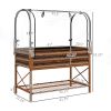 Brown Raised Garden Bed with Legs and Cover, Metal Elevated Planter Box with Bottom Shelf and Liner for Vegetables,