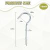 10 Pack Heavy Duty Steel Screw in Self Tapping Cup Hooks, 4-15/16"  with Open Loop, for Hanging Hammock