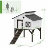 Elevated Leg Chicken, Hen, Rabbit Hutch, Coop/ House with Nesting Box, with Ramp, Asphalt Openable Roof