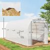 White Hoop House Greenhouse, Walk-in Tunnel Greenhouse with 2 Support Rods, Zippered Roll-up Mesh Door, 14.6'x6.5'x6.6',