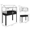 Black, Elevated Garden Box with Greenhouse Cover, Raised Garden Bed with Legs and Drainage Hole for Vegetables,