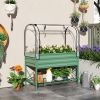 Green Raised Garden Bed with Legs and Cover, Metal Elevated Planter Box with Bottom Shelf and Liner for Vegetables,