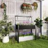 Black, Elevated Garden Box with Greenhouse Cover, Raised Garden Bed with Legs and Drainage Hole for Vegetables,