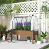 Brown, Raised Garden Bed with PE Greenhouse Cover Outdoor Planter Box for Herbs and Vegetables, 48 x 22 x 46 inch,