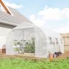 White Walk-in Tunnel 10'x11'x6' Greenhouse with Shelves, Mesh Door and Windows, Plant Hot House with PE Cover,