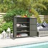 Dark Gray Rattan Wicker Outdoor Cabinet with 4 Shelves and 2 Doors for Garden Pool Towel Storage,