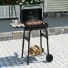 Barrel Charcoal Grill with Foldable Side Table and Thermostat