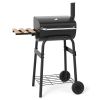 Barrel Charcoal Grill with Foldable Side Table and Thermostat