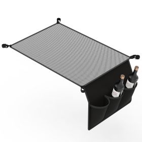 Hanging Storage Net for 35.43x23.62 Under Table Folding Net Bag Tear-Resistant with 3 Side Pockets 4 Corner Clips for Camping / Outdoor Hiking Fishing