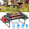 Foldable Camping Cookout Collapsible Aluminum Alloy Grill Stand 88LBS Max Load BBQ Table with 2 Side Trays