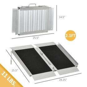 Skidproof Portable Wheelchair Ramp For Outdoor, Home, Steps, Doorways, Carpeted Foldable Handicap Ramp, Threshold Ramp (Option: Silver and Black)