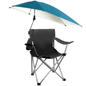 Foldable with Detachable Umbrella Armrest Adjustable Canopy Stool with Cup Holder Carry Bag for Camping Poolside Beach Travel  Lawn Chair (Option: Black)