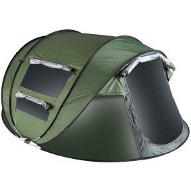 5-8 Person Pop Up Automatic Waterproof Instant Setup Tent with 4 Mosquito Net Windows Carrying Bag for Camping Hiking Climbing Adventure (Option: Green_5_8Person)
