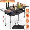 Portable With Adjustable Height Hanging Net Rustproof Carbon Steel Foldable Roll-Up Table for Camping Hiking Beach