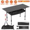 Portable With Adjustable Height Hanging Net Rustproof Carbon Steel Foldable Roll-Up Table for Camping Hiking Beach