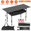 Portable With Adjustable Height Hanging Net Rustproof Carbon Steel Foldable Roll-Up Table for Camping Hiking Beach