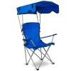Foldable Beach Sun Protection Camping Lawn Canopy Chair 330LBS Load Folding Seat w/ Cup Holder For Beach Poolside Travel