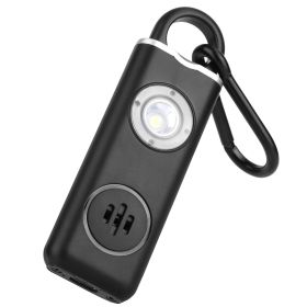 Rechargeable Personal Safety Alarm Portable 130dB Self-defense Siren with Strobe LED Light Carabiner Emergency Escape Tool for All (Option: SafetyAlarmBlack)