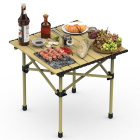 Folding Portable Lightweight Carbon Steel Roll-up Picnic BBQ Table/ Desk with Heavy Duty Carry Bag for Outdoor Beach Backyard Party Patio Camping (Option: 51_53CM)