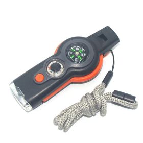 co7 In 1 Military Survival Whistle; Multi-function Emergency Life Saving Tool; Outdoor Camping Fishing Hiking Hunting Accessories; Flashlight Compa (Color: Orange)
