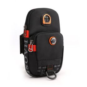 Outdoor Camping, Sports Running Phone Pouch Arm Bag, Unisex, Men's, Women's Nylon Coin Purse With Earphone Hole (Color: Black)