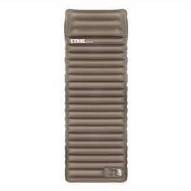 Inflatable Sleeping Mat, Pad With Pillows; Waterproof Lightweight Mattress; Folding Bed Cushion For Backpack Travel Hiking Camping (Color: Brown)