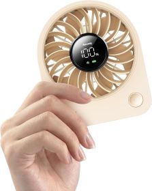 Portable USB Desk Fan, Small Enough to Hold 4.2 in Mighty Desktop Fan, USB & Battery Powered Quiet Table Fans (Color: Beige)