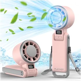 Upgraded Portable Handheld Fan with 60°F Ice Cooling, Up tp 12Hrs Personal Fans Portable Rechargeable (Color: Pink)