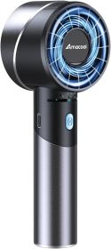 Portable Handheld Turbo Fan, Mothers Day Gifts for Mom, Her, Women, Girl, Cool Metal Body, Rechargeable Battery Personal Fan (Color: Black Grey   No Ice Cooler)