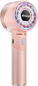 Portable Handheld Turbo Fan, Mothers Day Gifts for Mom, Her, Women, Girl, Cool Metal Body, Rechargeable Battery Personal Fan (Color: Pink   No Ice Cooler)
