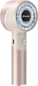 Portable Handheld Turbo Fan, Mothers Day Gifts for Mom, Her, Women, Girl, Cool Metal Body, Rechargeable Battery Personal Fan (Color: Beige   No Ice Cooler)