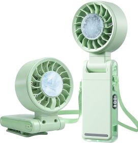 Personal 4-IN-1 Portable Small Handheld Pocket Fan, Ice Cooling Sensation, Rechargeable with Clip, 5 Speeds, 360° Rotatable, Camping Outdoor, Travel (Color: Green)