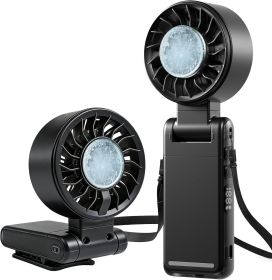 Personal 4-IN-1 Portable Small Handheld Pocket Fan, Ice Cooling Sensation, Rechargeable with Clip, 5 Speeds, 360° Rotatable, Camping Outdoor, Travel (Color: Black)