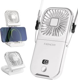 Portable Rechargeable, Mini Handheld, Electric Personal Fan 3000mAh Battery Operated Fan with Lanyard (Color: White)