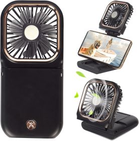 Portable Rechargeable, Mini Handheld, Electric Personal Fan 3000mAh Battery Operated Fan with Lanyard (Color: Black)