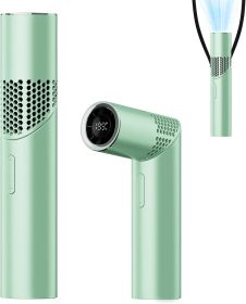 3 In 1 Portable Handheld Turbo Rechargeable Mini Fan, Up to 12 Working Hours,1-199 Speed, Digital Display, for Outdoor,Travel,Beach,Office (Color: Green)