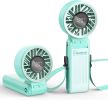 Handheld Portable 4000mAh Rechargeable, 6 Speed Settings, LCD Display, 3-in-1 Foldable Mini Desk Fan with Lanyard