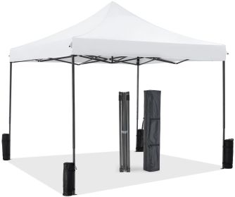 Pop Up Easy Setup Outdoor Shade Instant Portable Sun 10ft x 10ft Shelter Canopy Tent for Parties, Camping, Beach (Color: White)