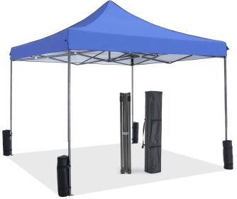 Pop Up Easy Setup Outdoor Shade Instant Portable Sun 10ft x 10ft Shelter Canopy Tent for Parties, Camping, Beach (Color: Blue)