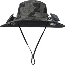Rechargeable 2Detachable Solar Fans, Water-Repellent Wide Brim Bucket, Outdoor Camping Hiking Golf Sun Hat (Color: Armgreen)