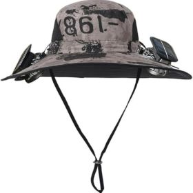 Rechargeable 2Detachable Solar Fans, Water-Repellent Wide Brim Bucket, Outdoor Camping Hiking Golf Sun Hat (Color: Khaki)