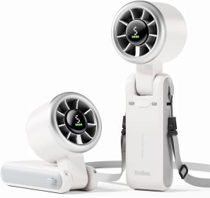 5 Gear Wind Portable Handheld Turbo Fan, Battery Operated, Up to 12 Working Hours (Color: Off-white)
