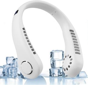 Portable Small Neck, 360° Cooling Personal, 5 Speeds, Hands Free Bladeless, Battery Operated Wearable Fan, Twistable, Rechargeable, (Color: White)
