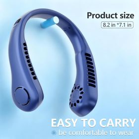 Portable Small Neck, 360° Cooling Personal, 5 Speeds, Hands Free Bladeless, Battery Operated Wearable Fan, Twistable, Rechargeable, (Color: Blue)
