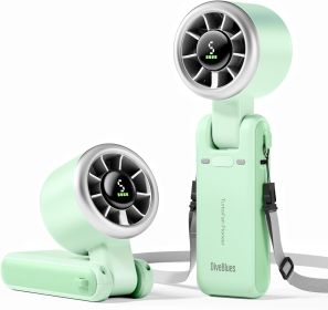 5 Gear Wind Portable Handheld Turbo Fan, Battery Operated, Up to 12 Working Hours (Color: Mint Mambo)