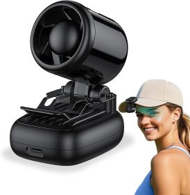 Mini Portable Clip on, 3-in-1 Hands-Free Personal Hat Fan, Battery Powered with 3 Speeds for Hiking, Fishing, Camping, Running, Travel (Color: Black)