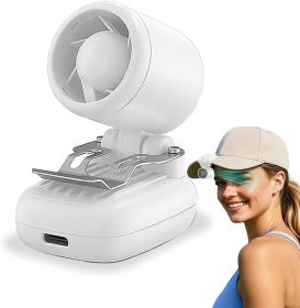 Mini Portable Clip on, 3-in-1 Hands-Free Personal Hat Fan, Battery Powered with 3 Speeds for Hiking, Fishing, Camping, Running, Travel (Color: White)