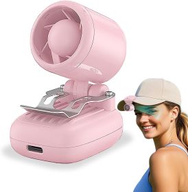 Mini Portable Clip on, 3-in-1 Hands-Free Personal Hat Fan, Battery Powered with 3 Speeds for Hiking, Fishing, Camping, Running, Travel (Color: Pink)